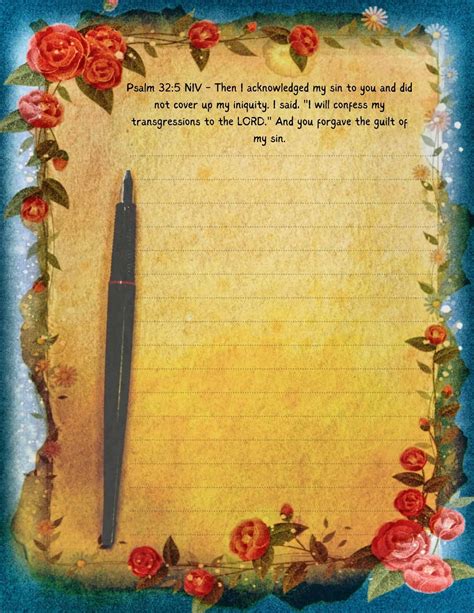 Inspirational Bible Verse Stationery - Psalm 32:5