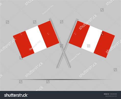 Two Metall Flagpole Beautiful National Flag Stock Vector Royalty Free