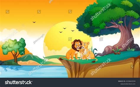 Lion Family Tree Forest Stock Illustration 2230643559 | Shutterstock