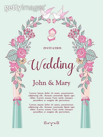 Wedding Invitation Beautiful Wedding Card With Flower Pergola Vector