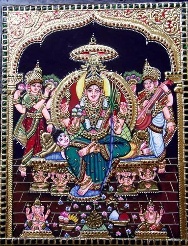 Wood Frame Matte Rajarajeshwari Tanjore Painting For Wall Decoration