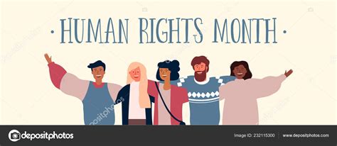 International Human Rights Month Illustration Global Equality Peace Diverse People Stock Vector