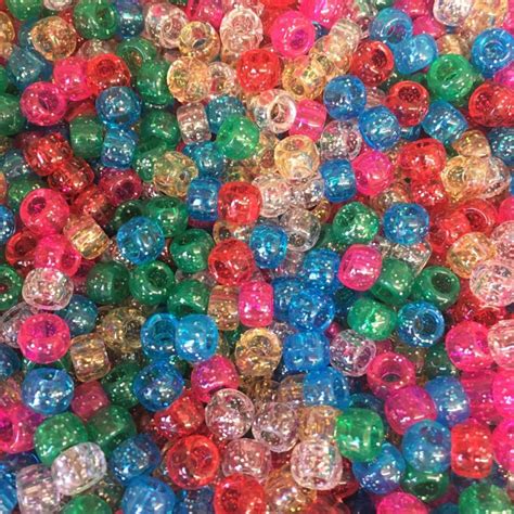 Glitter Mix 9x6mm Pony Beads Dummy Clips Pram Charms Pony Beads