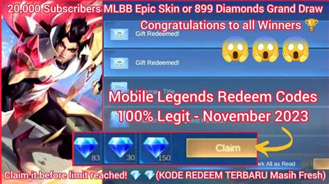 It S Time 20K Subscribers Giveaway MLBB Redeem Codes November 22