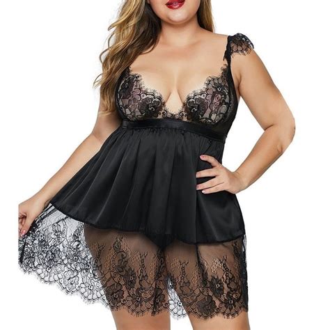 Xl 5xl Sexy Lace Hollow Short Skirt Pajamas Sexy Plus Size Lingerie