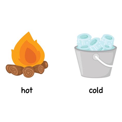 Opposite Words Hot And Cold Vector Illustration Vector Art At