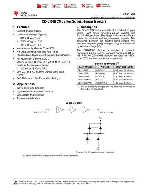 Cd B Cmos Hex Schmitt Trigger Inverters Datasheet Docslib