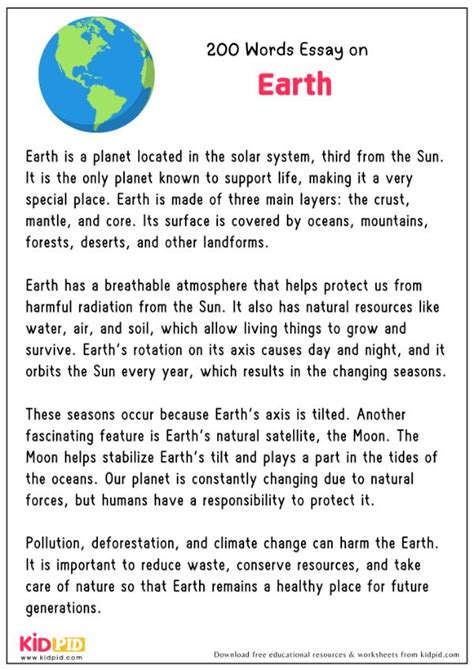 earth essay  pointers  questions kidpid