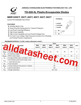 MBR1030CT Datasheet PDF Jiangsu Changjiang Electronics Technology Co