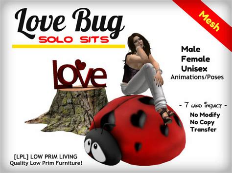 Second Life Marketplace Love Bug Solo Sits Fully Animated Chair Stool Lady Bug Beetle