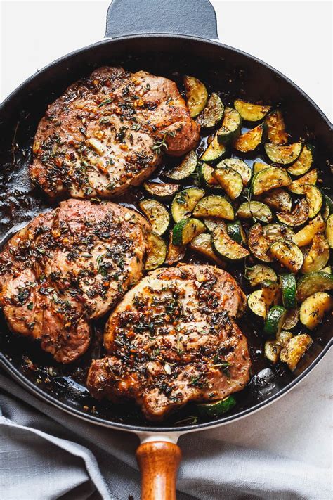 Garlic Butter Herb Pork Chops Recipe With Zucchini Easy Pork Chops