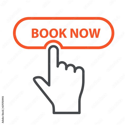 Finger Press Book Now Button Booking And Online Reservation Icon