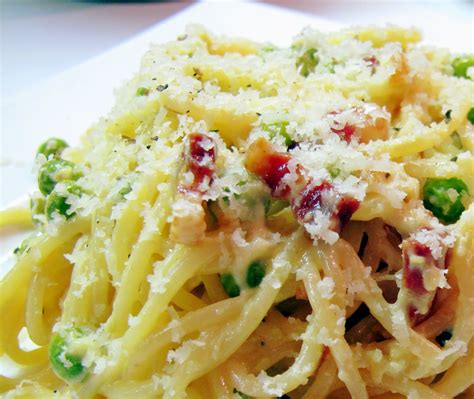 Dragons Kitchen Spaghetti Carbonara With Pancetta And Peas