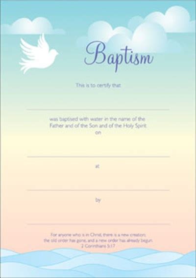 Baptism Certificates Pack Of 10 A5 Certificates