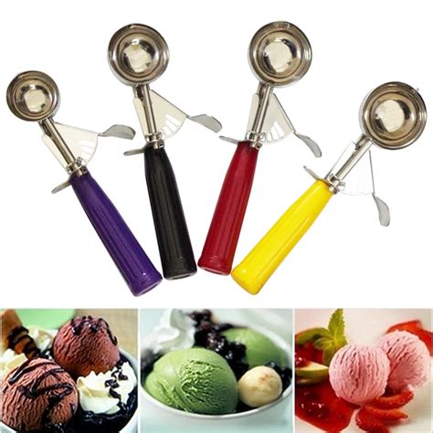 4 Sizes Ice Cream Mash Potato Scoop Stainless Steel Spoon Spring Handle