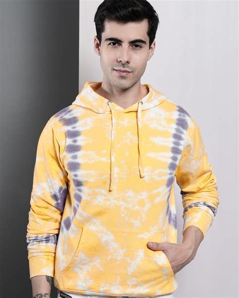 Buy Mens Yellow Tie And Dye Hooded Sweatshirt Online At Bewakoof