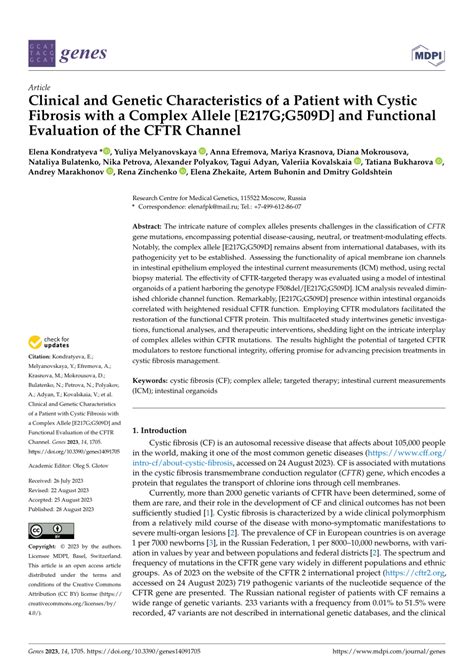 Pdf Clinical And Genetic Characteristics Of A Patient With Cystic