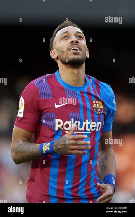 Pierre Emerick Aubameyang Of Barcelona Reacts During The LaLiga