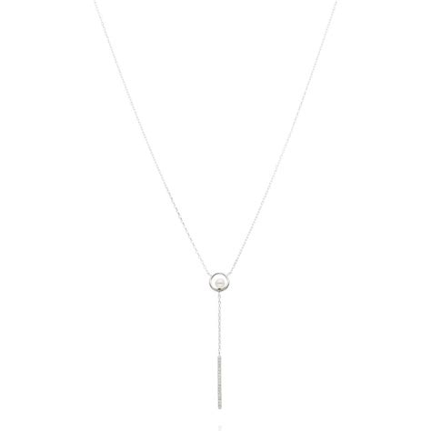 Collier La Petite Perle En Argent Blanc Avec Perle D Eau Douce