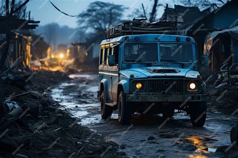 Premium Ai Image Cars Abandoned On The Street In A War Zone Are