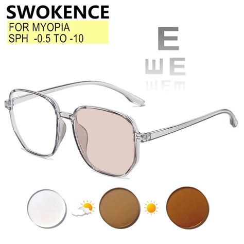 Swokence Anti Blue Ray Photochromic Myopia Glasses Prescription To