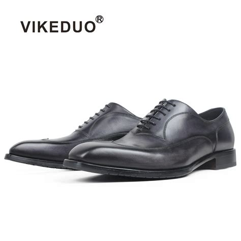 VIKEDUO Zapatos Oxford De Cuero De Vaca Genuino Para Hombre Calzado De