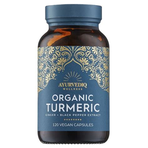 Organic Turmeric Ginger And Black Pepper Extract Capsules Ayurvediq Wellness 120caps