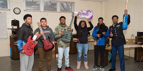 High School Students Learning STEM Skills in Guitar-making Class ...