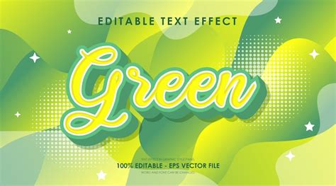 Efecto De Texto 3D Verde Editable Vector Premium