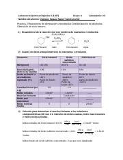 Practica Reacciones De Eliminacion Unimolecular Docx Laboratorio