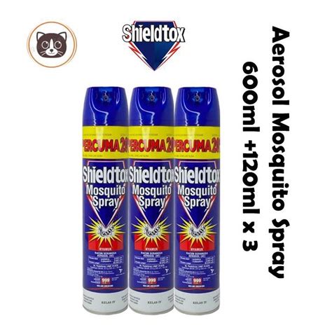 Shieldtox Mosquito Spray Aerosol 600ml 120ml X 3 EAST MALAYSIA