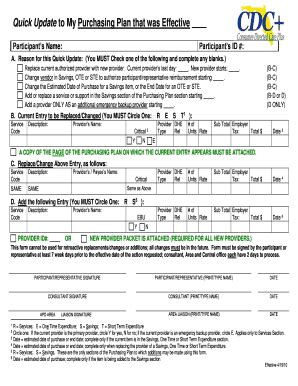 Fillable Online Apdcares APD CDC Purchasing Plan Quick Update Form Fax