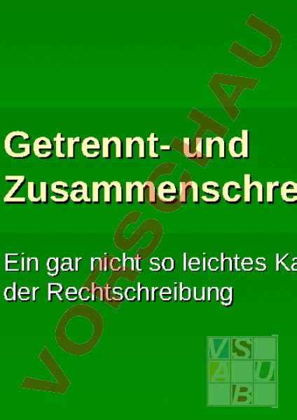 Arbeitsblatt Getrennt Und Zusammenschreibung Deutsch Rechtschreibung