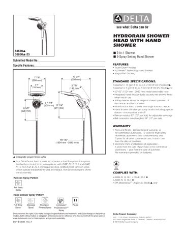 Delta Pn Hydrorain Two In One Spray In Dual Wall Mount