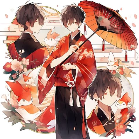 Premium Photo Anime Character Design Male Formal Kimono Traditional