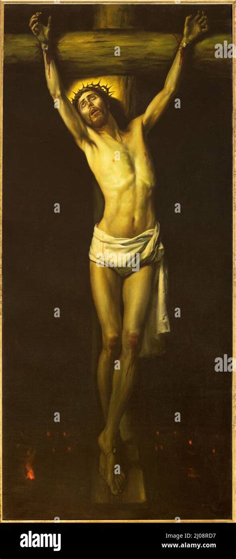 VALENCIA SPAIN FEBRUAR 14 2022 The Painting Crucifixion In The