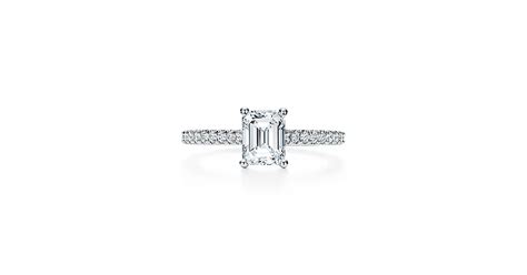 Tiffany Novo®: Emerald Cut with Pavé-set Diamond Band Engagement Rings ...