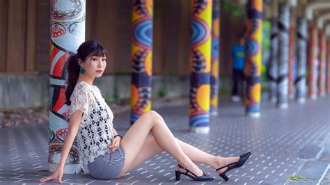 asian sitting legs skirt glance hd wallpaper rare gallery