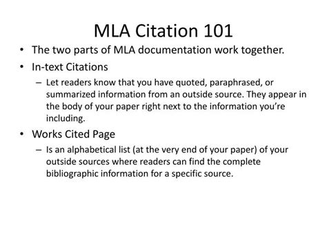 Ppt Mla Citation 101 Powerpoint Presentation Free Download Id5377211