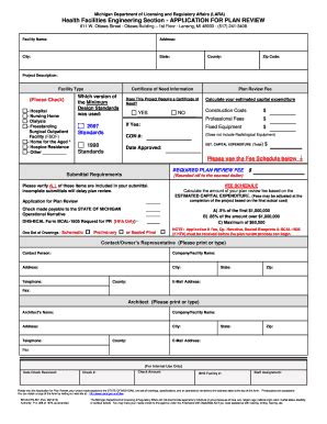 Fillable Online Michigan Application For Plan Review State Of