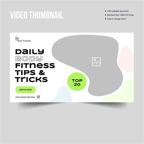 Fully customizable body fitness tips video thumbnail banner design