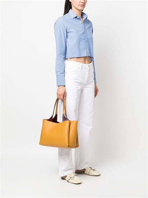 Tod S Debossed Logo Tote Bag Yellow Farfetch Uk