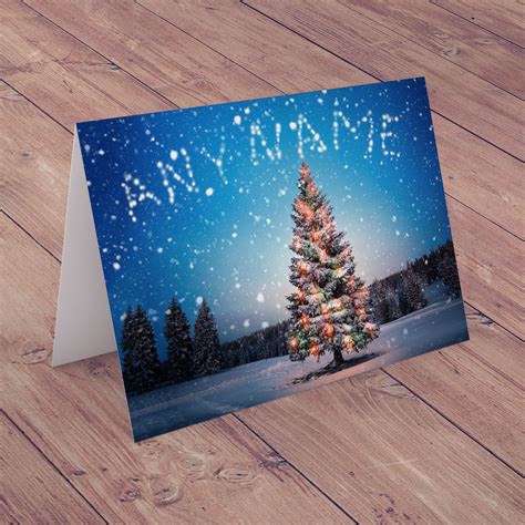 Personalised Christmas Card Snowy Christmas Tree Uk