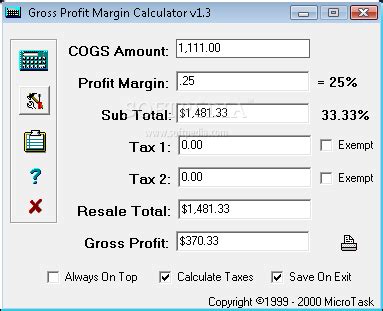 Gross Profit Margin Calculator 1.3 - Download, Review, Screenshots