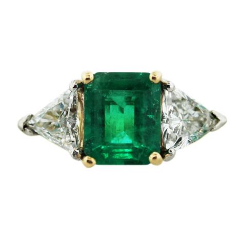 18k Yellow Gold Emerald Cut Emerald Diamond Ring -Boca Raton