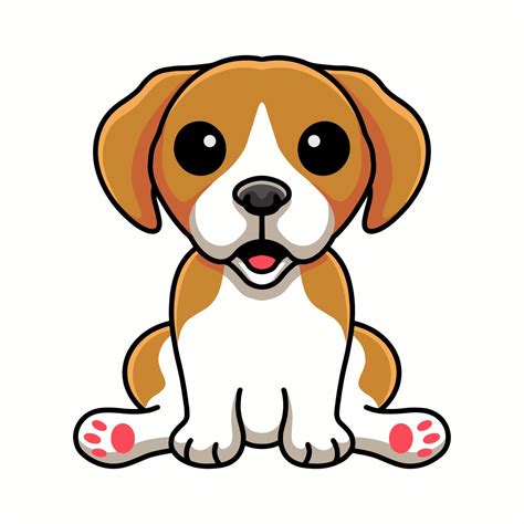 Cute Little Beagle Dog Cartoon Sitting 15380786 Vector Art At Vecteezy