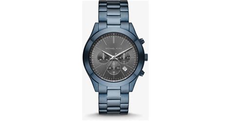 Michael Kors Oversized Slim Runway Blue Tone Watch For Men Lyst Canada