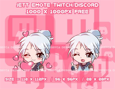 Valorant Emote Pack Cute Jett 8 Twitch Discord Emotes Art