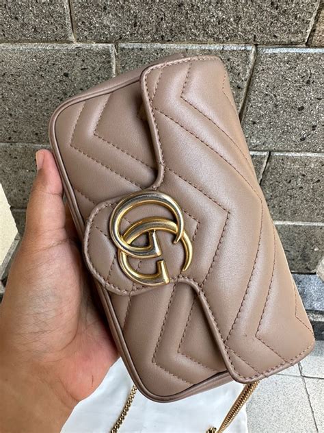 Gucci Marmont Supermini Nude Barang Mewah Tas Dompet Di Carousell