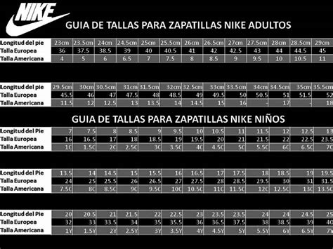 Tabla Tallas Zapatillas Nike Comprar Online